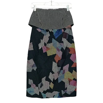 Vestido feminino Trina Turk tamanho 8 sem alças Bodycon multicolorido até o joelho - Imagem 1 de 4