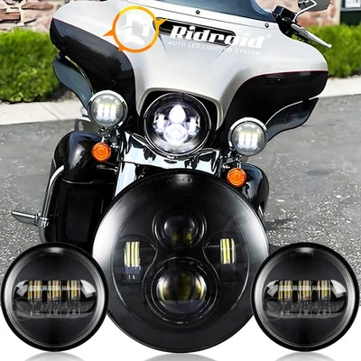 7" LED Headlight &Passing Lights For Harley-Davidson Electra Glide Ultra Classic Foto 1 de 4