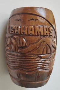 Bahamas Cup Mug Wooden Carved - Picture 1 of 8