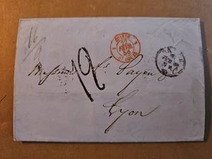 FRANCE-SWITZERLAND Cover FRENCH EXIT MARK 1852 P-d-Beauvoisin SARD Grenoble YQ68 - Picture 1 of 14