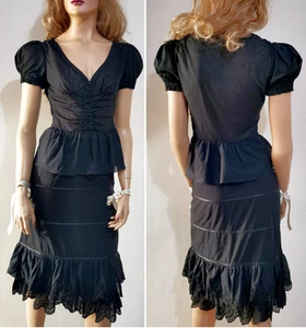 AUTÉNTICO SS2006 Dolce&Gabbana Negro Algodón Vestido-look Conjunto Falda-top IT 38 - Imagen 1 de 18