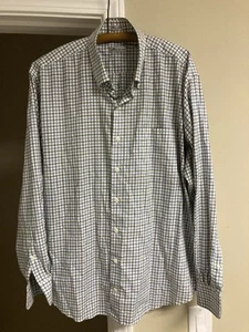 Peter Millar Men’s XL Blue Black White Long Sleeve Checked Button Down Shirt - Picture 1 of 5