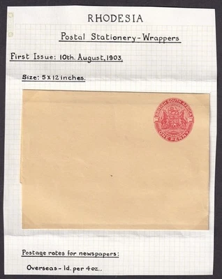 Envoltura Rhodesia BSA 1903 1d rojo/buff como nueva. HG #E2 Foto 1 de 2