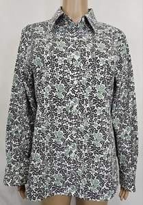 Camisa mujer ORBIS talla XL negra, blanca, verde estampado microfloral manga larga - Imagen 1 de 16