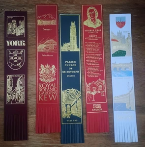 LOT (5) BOOKMARKS 9” (Some Are Leather) - Roman Baths Stoke Poges St Botolph Etc - Imagen 1 de 2