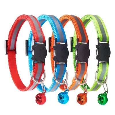 Cat Collar With Bell 4 Pack Durable Breakaway, Adjustable Reflective Cat Collars - Image 1 of 4