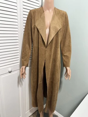 Chaqueta Abrigo Chicos Etiqueta Negra Gamuza Talla 00 Marrón Larga Abierta Foto 1 de 4