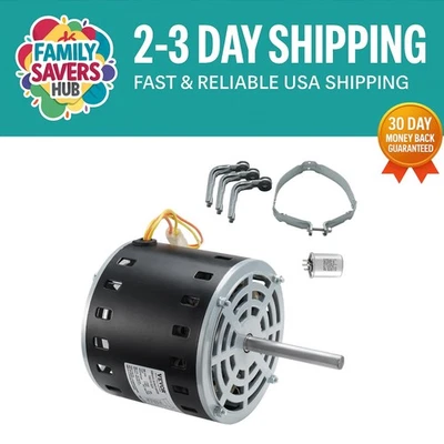 VEVOR 1/2HP Furnace Blower Motor,1075RPM 5-Speed, 208/230V 2.7A, 48 Frame CW/... - Image 1 of 4