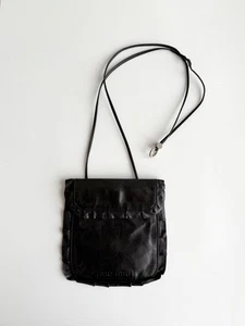 miu miu 1990s Archive Leather Frill Pochette Crossbody Bag Black Italy Vintage - Bild 1 von 6