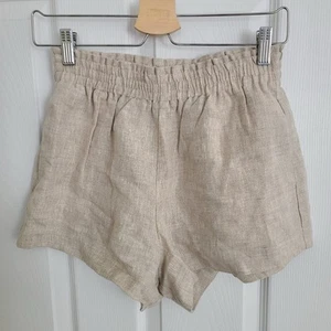 Reformation pantaloncino donna Mila lino pull on taglia XS marrone chiaro - Foto 1 di 6