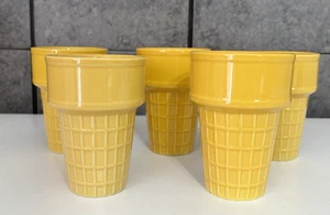 Ceramic Novelty Yellow Ice Cream Cone Decor/Dish 5" Tall - Picture 1 of 4