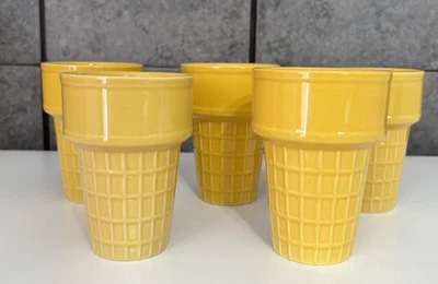 Керамическая новинка желтый мороженое конус декор/блюдо 5» высотой - Изображение 1 из 4