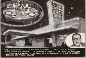 Postal de Lincoln, Nebraska 4x6 DOMINO'S RESTAURANTE ITALIANO / 1954 NE Cancelar - Imagen 1 de 2
