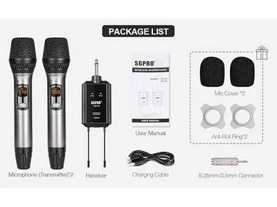 Multiple-Purpose Wireless Microphone Set Compact Receiver Mute Function - Image 1 of 4