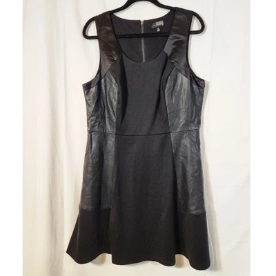 Vestido The Limited $99 XL negro jersey imitación cuero ribete sin mangas calce y acampanado Foto 1 de 4