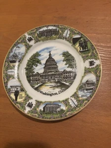 Vintage WASHINGTON DC Porcelain Souvenir 9" COLLECTOR PLATE EX FS - Picture 1 of 4