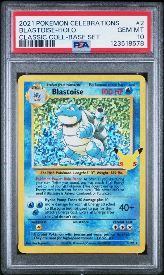 Pokemon Blastoise Holo Celebrations Classic Collection 2/102 PSA 10 Gem Mint - Image 1 of 2