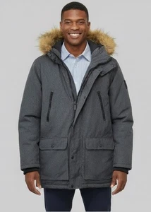 $ 250 Club Room Herren abnehmbare Kunstfell Kapuze Parka Jacke, meliert grau, L - Bild 1 von 4