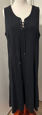 New Isaac Mizrahi Live  Maxi Dress Black PXL Sleeveless Knit - Image 1 of 4
