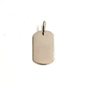 New 14k white Gold solid tiny dog tag name tag Pendant charm shiny jewelry 2.3g - Picture 1 of 10