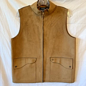 Ralph Lauren Faux Suede Zip Vest Jacket Women M Tan Brown Western Boho Festival - Picture 1 of 10