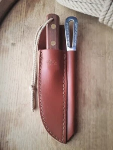Sheffield Bowie Knife 2-Pc Kit w/ Marlinspike + Leather Sheath - Made in England - Picture 1 of 6