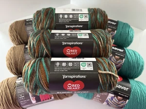 Red Heart Super Saver Acrylic Yarn Bundle~Lot of 9 Skeins~Reef Combo Set - Picture 1 of 7