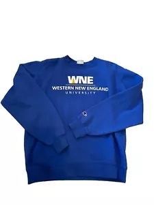 Western New England College Sweatshirt WNE Crewneck Pullover Blue Champion Med - Picture 1 of 12