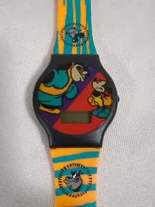 Vintage Mickey Mouse & Pete Wristwatch Plastic Band Colorful UNTESTED - Picture 1 of 8