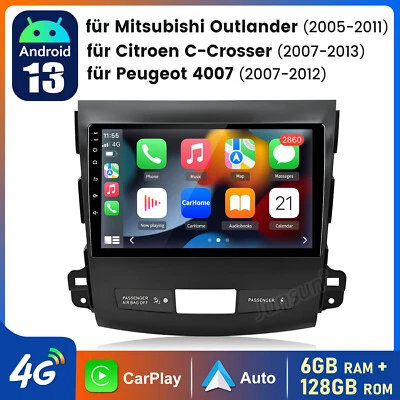 6+128GB für Mitsubishi Outlander 2005-2011 Android 13 Autoradio CarPlay GPS Navi - Bild 1 von 4