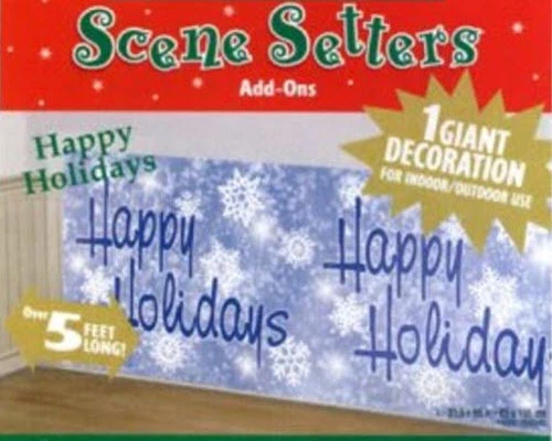 HAPPY HOLIDAYS Scene Setter Christmas Party wall decoration kit 5' winter decor - Image 1 of 1