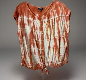Chaps Women’s Coral Tye Dyed Blouse Top Shirt XL Preowned - Picture 1 of 5