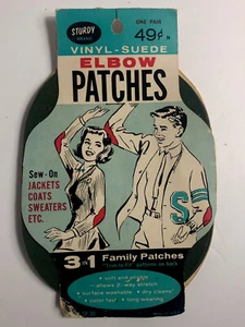 Vintage ~Elbow Sew-on Patches ~ Black ~One Set (2) ~ Vinyl~Suede ~ Sturdy Brand - Picture 1 of 2