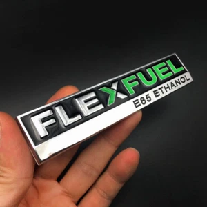 3D Metal Chrome Flex Fuel E85 Ethanol Car Trunk Rear Emblem Badge Decal Sticker - Picture 1 of 8