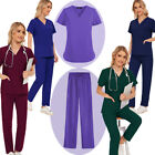 NiaaHinn Nurse Uniform Women Scrub Set Short Sleeve Tapered Pant Summer Workware