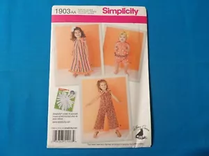 Simplicity 1903 Toddlers' Romper in 3 Lengths w Ruffles Sz 1/2-3 UNCUT Pattern - Picture 1 of 3
