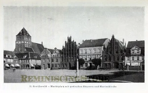 German Greifswald - Marktplatz © 1921 Reprint vintage Picture - Picture 1 of 1