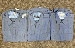 (3) Flying Cross Police Fire Uniform Shirts Short Sleeve French Blue Size 18.5 - Picture 1 of 5