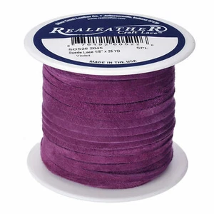 Realeather Suede Craft Lace Purple Violet 1/8" x 25 Yards Silver Creek - Picture 1 of 4