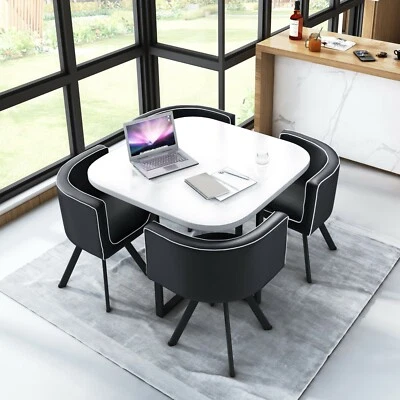 wood Dining table and 4 chairs Retro cafe .. - Image 1 of 4