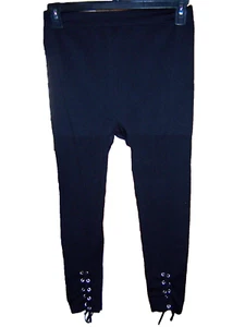 NWOT Lane Bryant Plus SZ 12-16 A/B Black Spandex Leggings Grommet Lace Up Leg - Picture 1 of 5