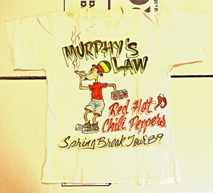 MURPHYS LAW RED HOT CHILI PEPPERS SPRING BREAK 89 HAND DRAWN SHIRT 6 MADE NYHC - Picture 1 of 12
