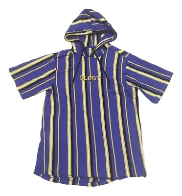 Sudadera Vox Populi Para Hombre XL Púrpura Amarillo Rayas Clout Manga Corta Sudadera con Capucha Foto 1 de 4