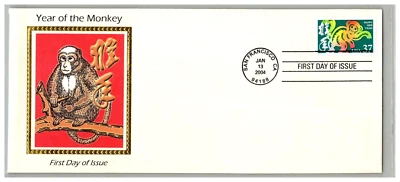YEAR OF THE MONKEY first day issue 2004 Gold foil San Francisco - Image 1 of 2