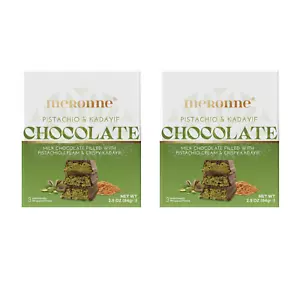 Paquete de 2 chocolate con leche Meronne Dubai/84 g, pistacho Kadayif, envuelto individualmente - Imagen 1 de 3