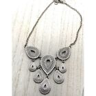 Lucky Brand Textured Necklace 17"  Dangle reversible Teardrops Chain