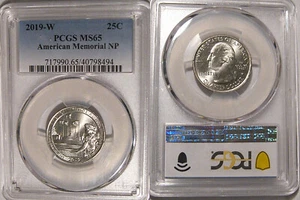 2019 W American Memorial NP Quarter 25c PCGS MS65 West Point - Picture 1 of 2
