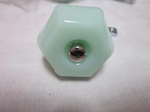 8 pc lot of Vintage Jadeite Jadite Green Glass Door drawer knobs 1 1/2" Cover