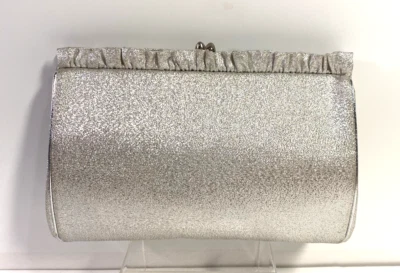 Vintage 1960s Silver Lame Cocktail Handbag Evening Clutch Chain HL Harry Levine - Image 1 of 4