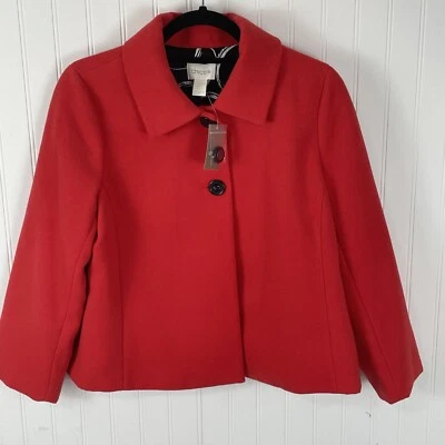 Chicos Jacket Women Red Swing Jacket Coat Smooth Plush Size 0 (Small 4/6) - Image 1 of 4